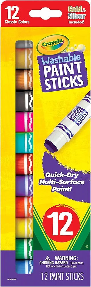 Crayola Quick Dry Paint Sticks, Assorted Colors, Washable Paint Set for Kids, 12 Count