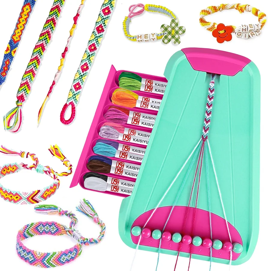 Rdfmy Friendship Bracelet Making Kit for Girls, Arts and Crafts Bracelets String Maker Kit for Kids Ages 8-12 Christmas Birthday Gifts Green