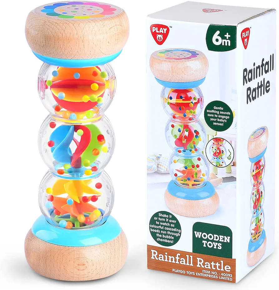 Rainmaker - 7 inch Wooden Rain Stick Montessori Toys for Babies 6-12 Months,Baby Rattle Shaker Sensory Developmental Toy,Raindrops Musical Instrument baby musical toys for 1 year old toddler kids