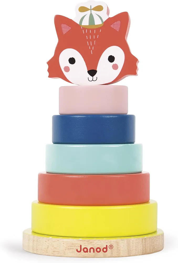 Janod Baby Forest Fox Wood Stacker - Ages 1+ - J08014