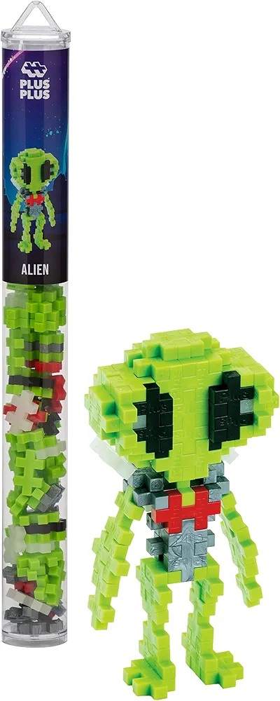 PLUS PLUS - Alien - 70 Piece Tube, Construction Building Stem/Steam Toy, Mini Puzzle Blocks for Kids