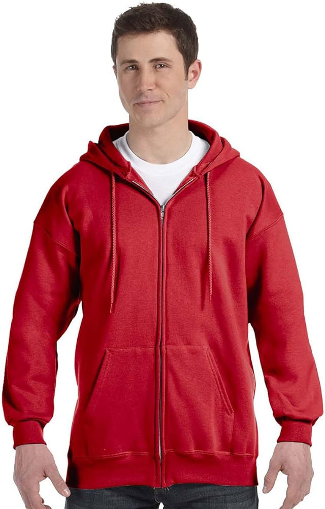 Hanes Men's Full Zip Ultimate Heavyweight Hoodie, Deep Red, Large