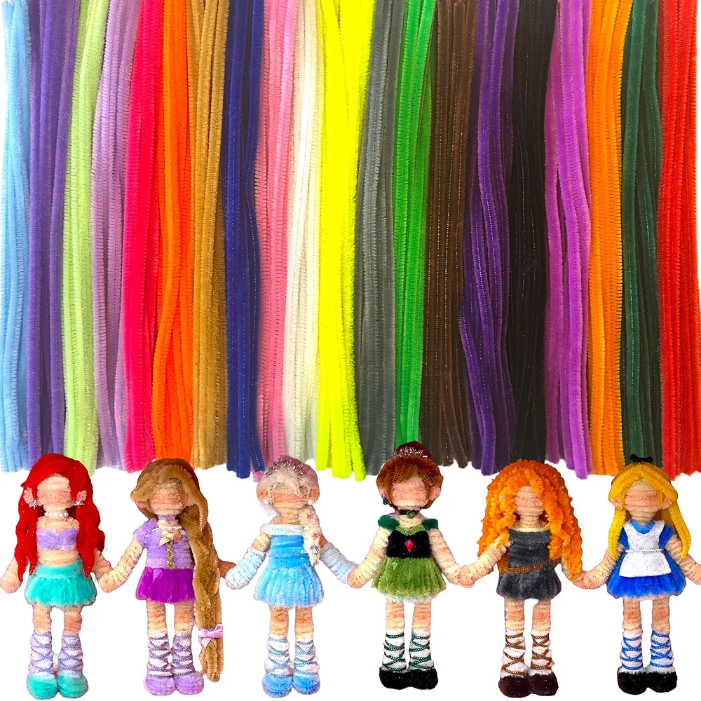 Muloo 200 pcs 12inch x 6mm Pipe Cleaners Craft, Chenille Stems, Fuzzy Sticks, Pipe Cleaners Craft Supplies, DIY Art Creative Crafts Decorations (20 Assorted Colors)