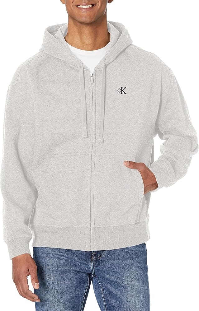 Calvin Klein Men's Relaxed Fit Archive Logo Fleece Full Zip Hoodie