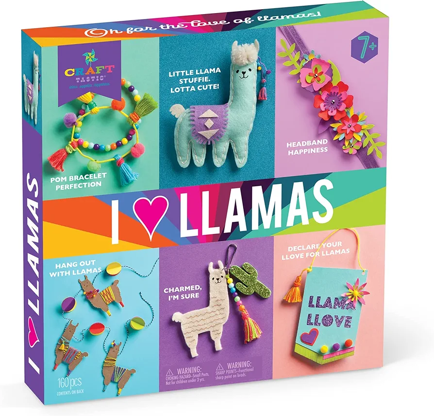 Craft-tastic – I Love Llamas Kit – Craft Kit Includes 6 Llama-Themed Projects