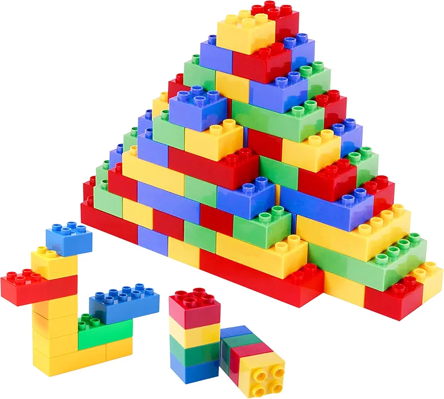 Neez Mega Building Blocks - Classic, Colorful & Big - Large Toy Blocks - Building Bricks Gift Set for All Ages (Multi Color, 100, Pieces)