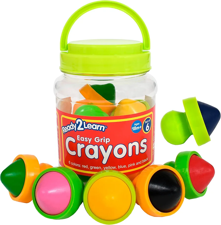 READY 2 LEARN Easy Grip Crayons - 6 Colors - 18m+ - Non-Toxic Toddler Crayons - Easy to Hold - Refills Available