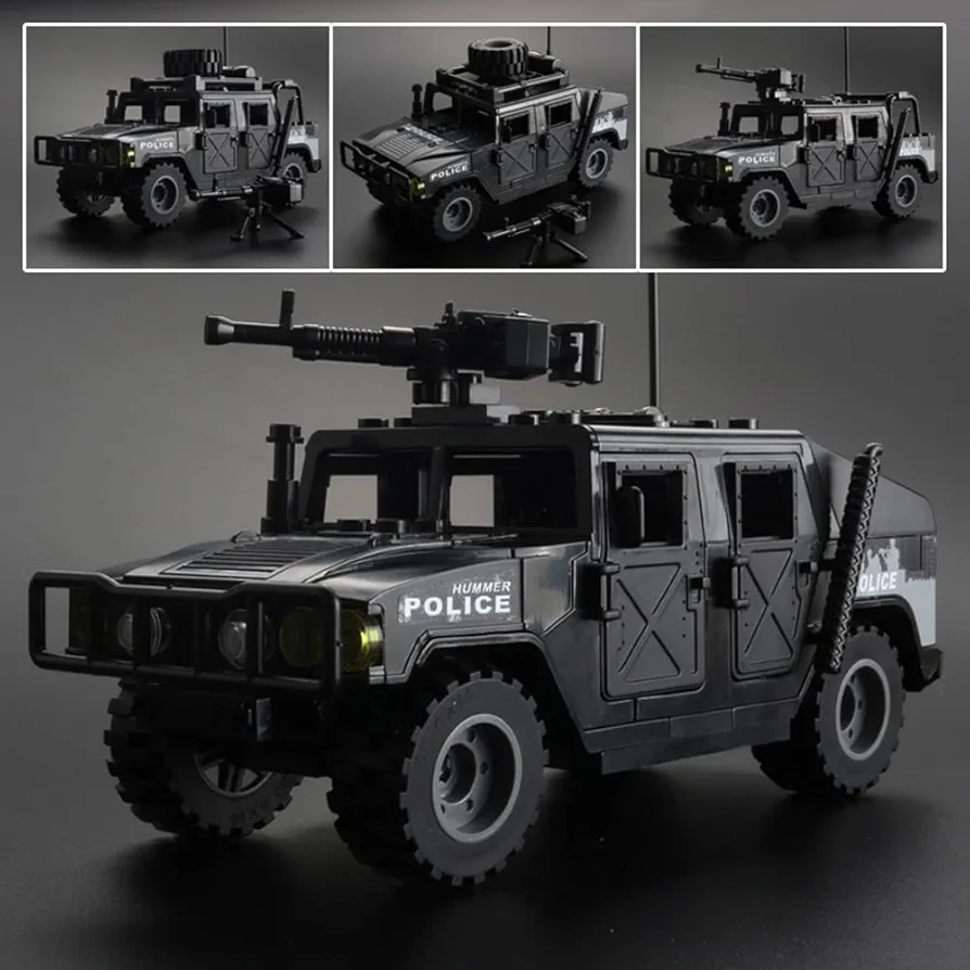 Military Vehicle Building Toy,4 in 1 WW2 Army Truck Series Building Block and Engineering Toy,Swat Team Style Toys,Boy Toys for Christmas and Birthday Gifts