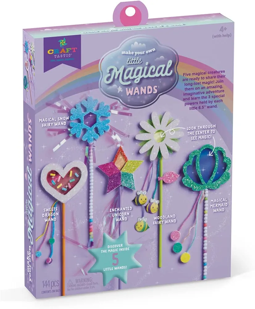 Craft-tastic — Make Your Own Little Magical Wands — Everything Included for 5 Fun DIY Magic Wands Art & Crafts Projects — Ages 4+