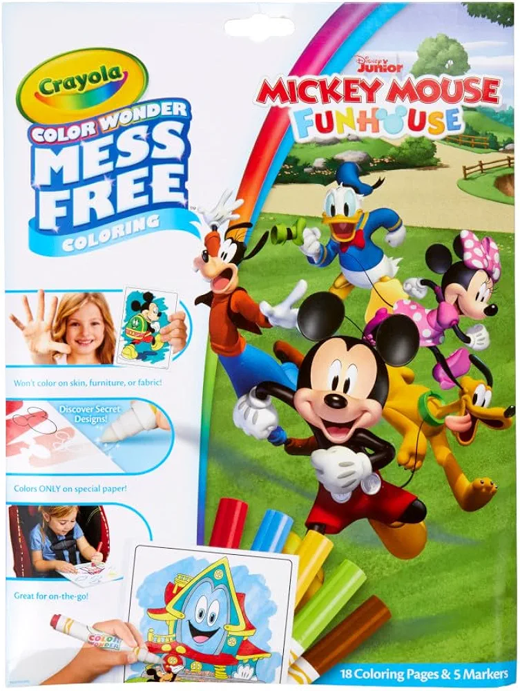 Crayola Color Wonder Mickey Mouse Clubhouse, Mess Free Coloring Pages & Markers, Gift for Kids, Age 3, 4, 5, 6