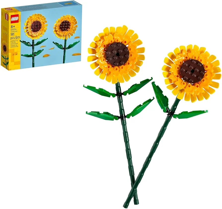 LEGO Sunflowers Building Kit, Artificial Flowers for Home Décor, Flower Building Toy Set for Kids, Sunflower Gift for Girls and Boys Ages 8 and Up, 40524