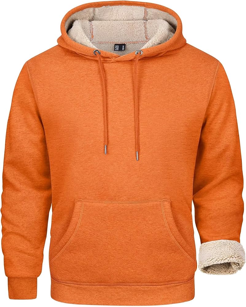 MAGCOMSEN Men's Heavy Hoodie Sherpa Fleece Lined Pullover Thick Winter Hooded Sweatshirt