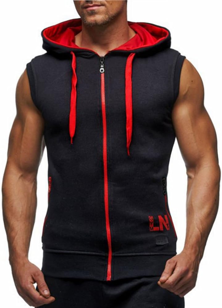 Men's Bodybuilding Sleeveless Hoodie Gym Tank Top