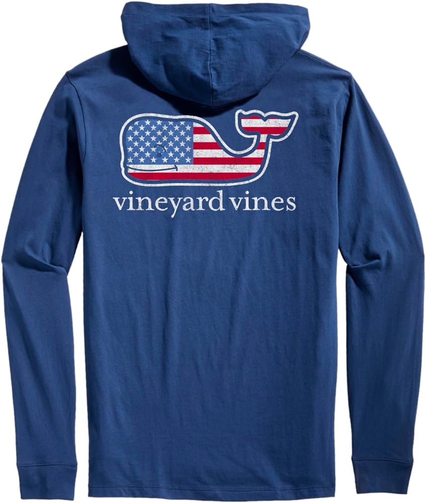 vineyard vines Men's Long-Sleeve Americana Vintage Whale Hoodie Tee