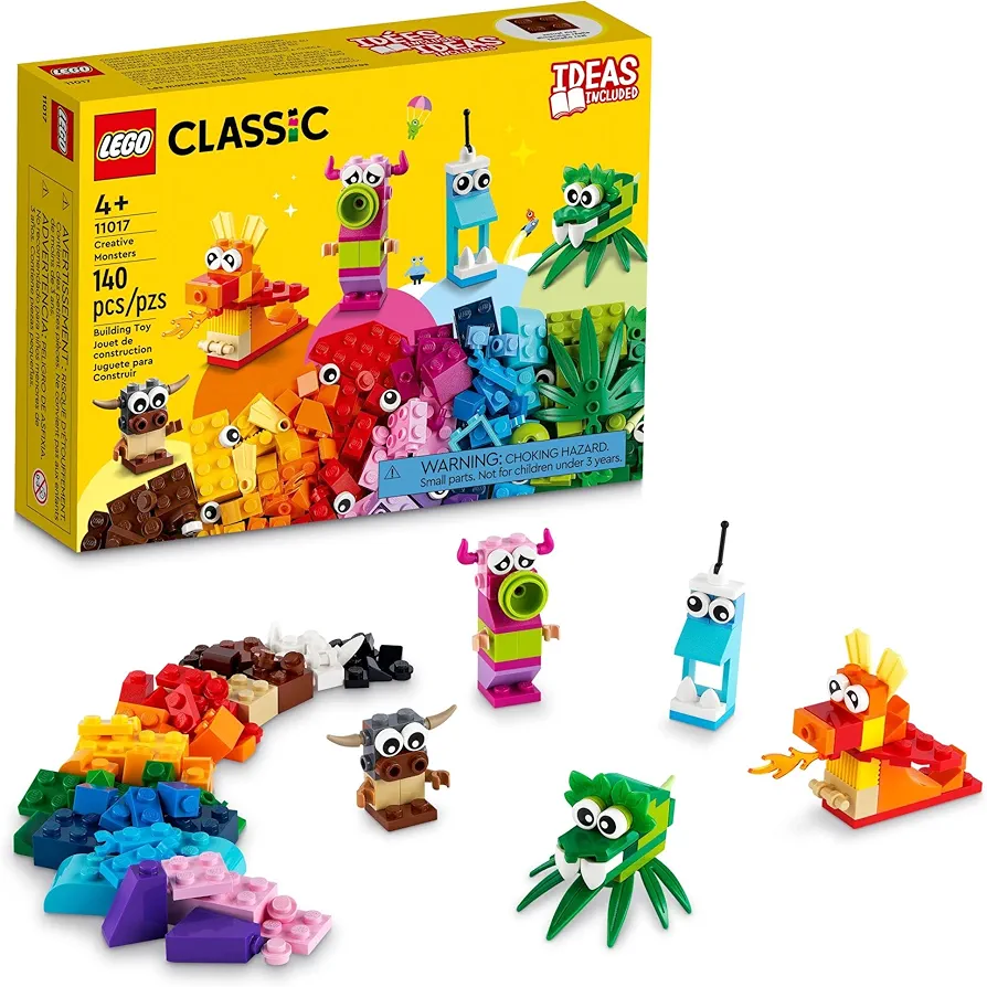 LEGO Classic Creative Monsters 11017 Building Toy Set, includes 5 Monster Toy Mini Build Ideas to Inspire Creative Play for Kids Ages 4 and Up, Fun Gift for Halloween