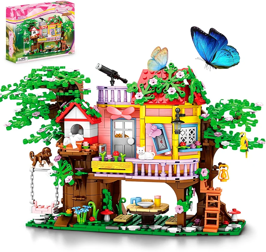 Tree House Building Set, Treehouse Fantasy Building Kit Toys for Girls, Forest House with Animals Building Toys, Birthday for Girls Kids Boys Age 6 7 8 9 10 11 12+ (840PCS)