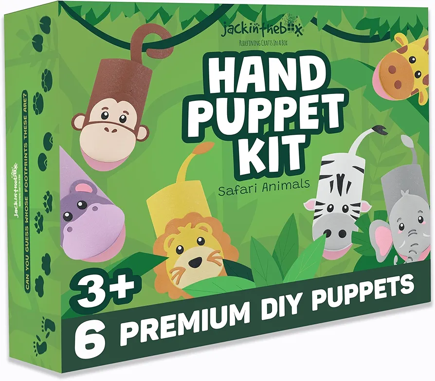 Hand Puppet Animal Craft Kit for Kids 6-in-1 | Gifts for Kids Ages 4-8 | DIY Arts & Crafts Kit | Great Storytelling Craft Gift for Kids | Gift for Girls and Boys | Toddler Craft Activities