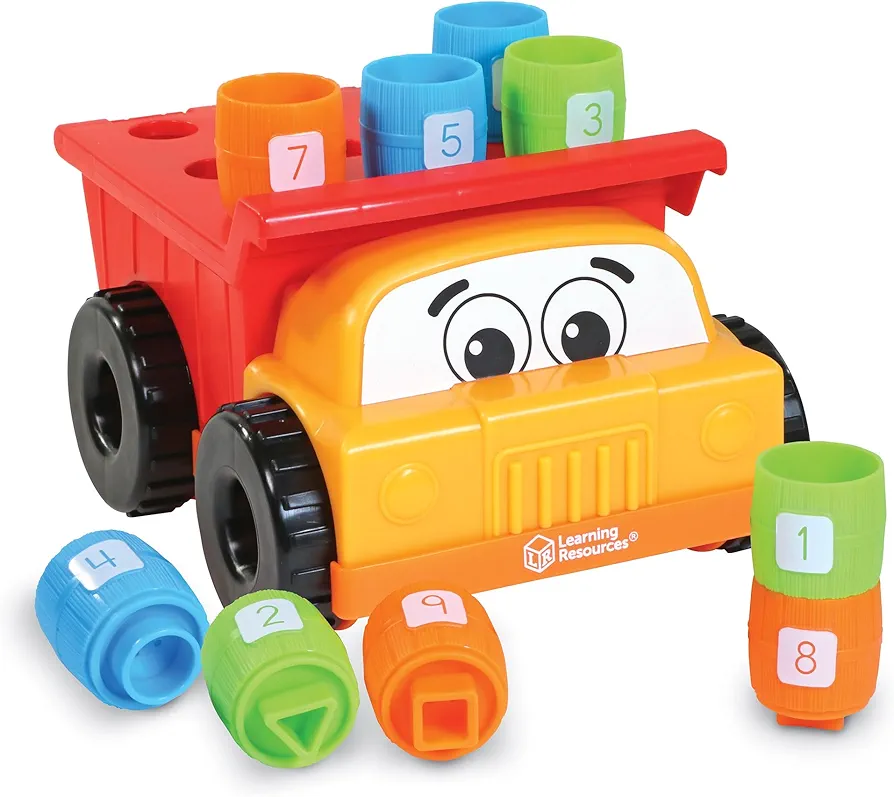 Learning Resources Tony the Peg Stacker Dump Truck - 10 Pieces, Ages 18+ months Fine Motor Skills Toy for Toddlers, Preschool Toys