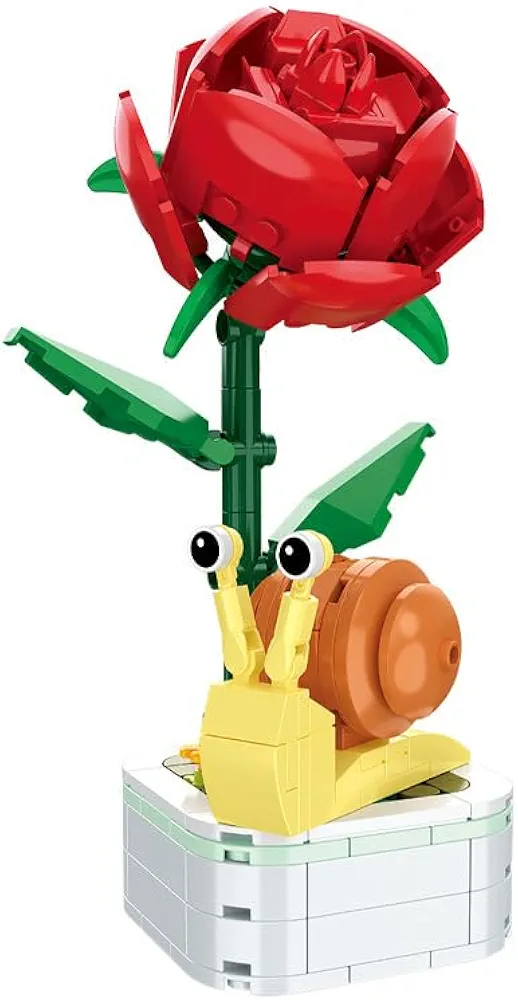 Kids Building Blocks Toys, Plants Flowers Insects Blocks Set for Toddlers Education Toys, Home Plant Decor Models, Building Blocks for Boys Girls Children Age 3+ (Snail)