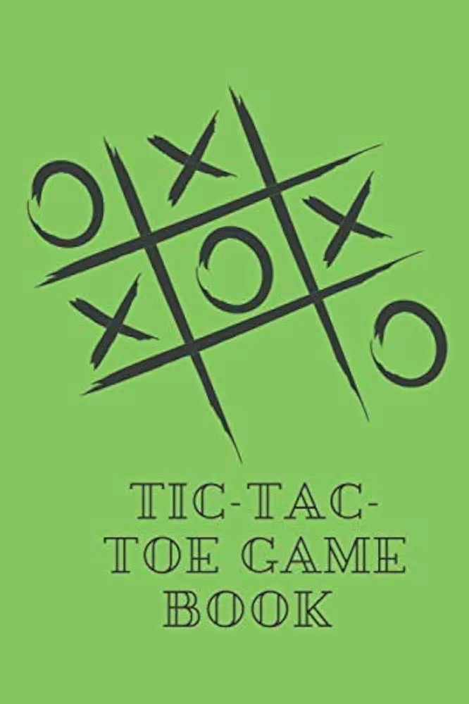 Tic-Tac-Toe Game book - fun game for kids and adults - template with grid and score - learn or teach your strategy - gift idea for boys and girls in all seasons: Cover with a green background