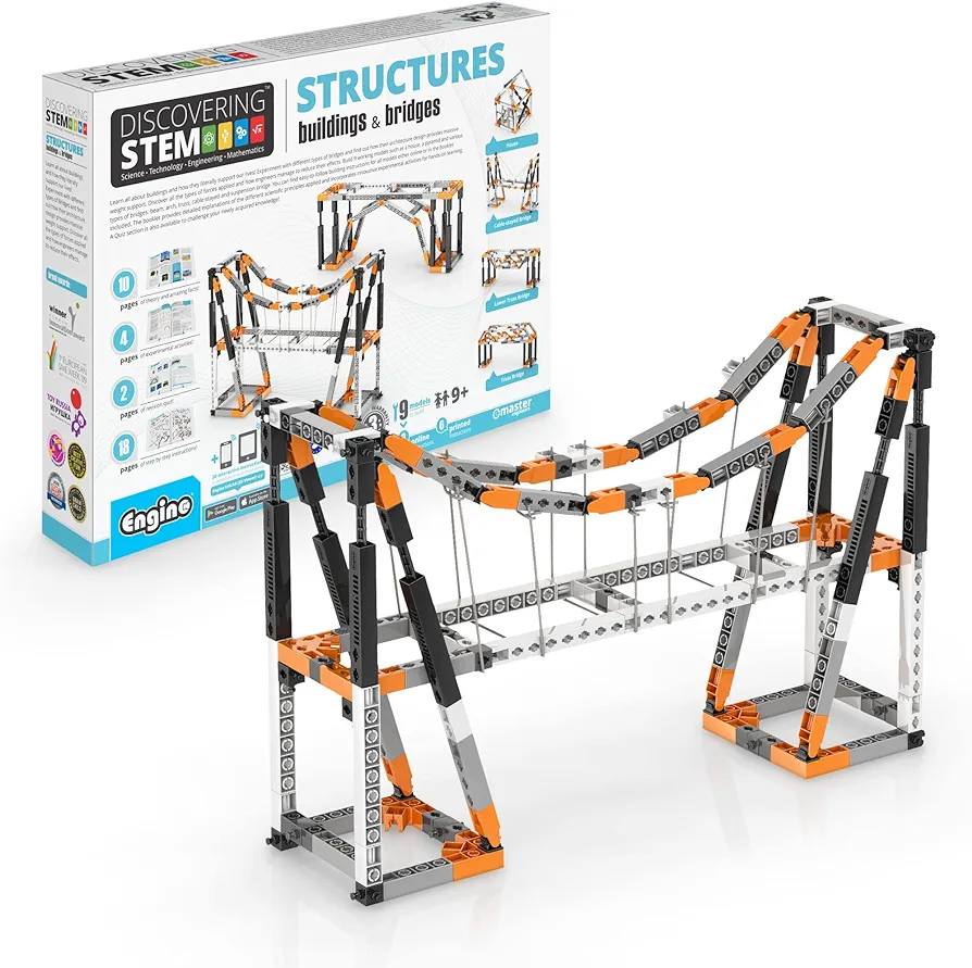 Engino- STEM Toys, Buildings & Bridges, Construction Toys for Kids 9+, Educational Toys, Gifts for Boys & Girls (9 Model Options), STEM Kit for Learning