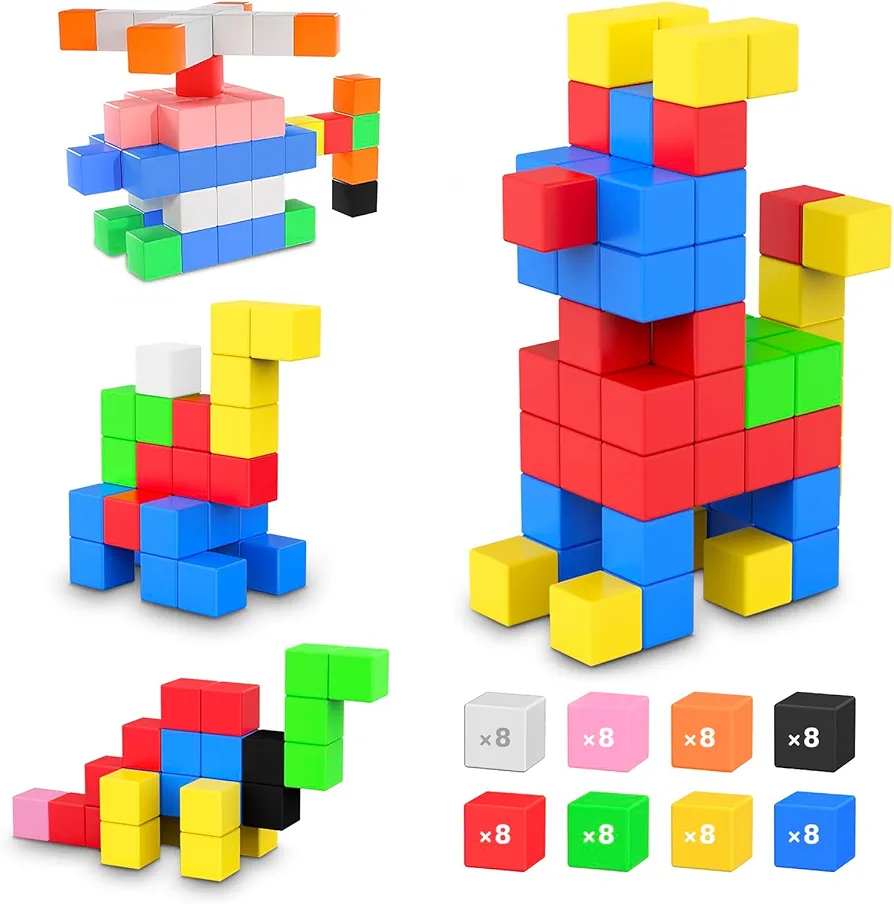 64 PCS Magnetic Blocks Toddler Toys Sensory Toys Magnetic Building Blocks Toys for Toddlers 3 4 5 6 7 8+ Years Old Boys Girls