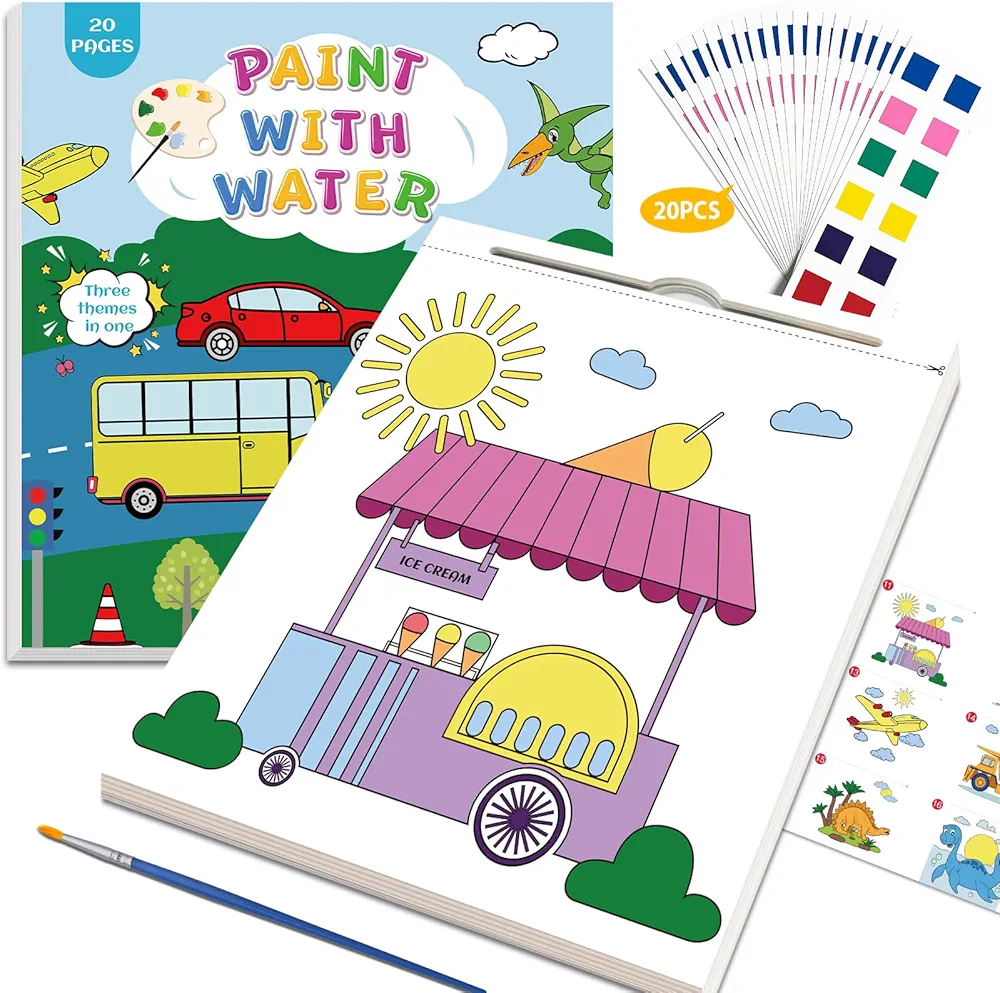 BlissfulBlend Paint with Water Books for Kids, Coloring Books for Kids Ages 4-8, Watercolor Painting Book Sets for Kids, Magic Paint Set for Kids, Arts and Crafts for Kids Ages 2-4