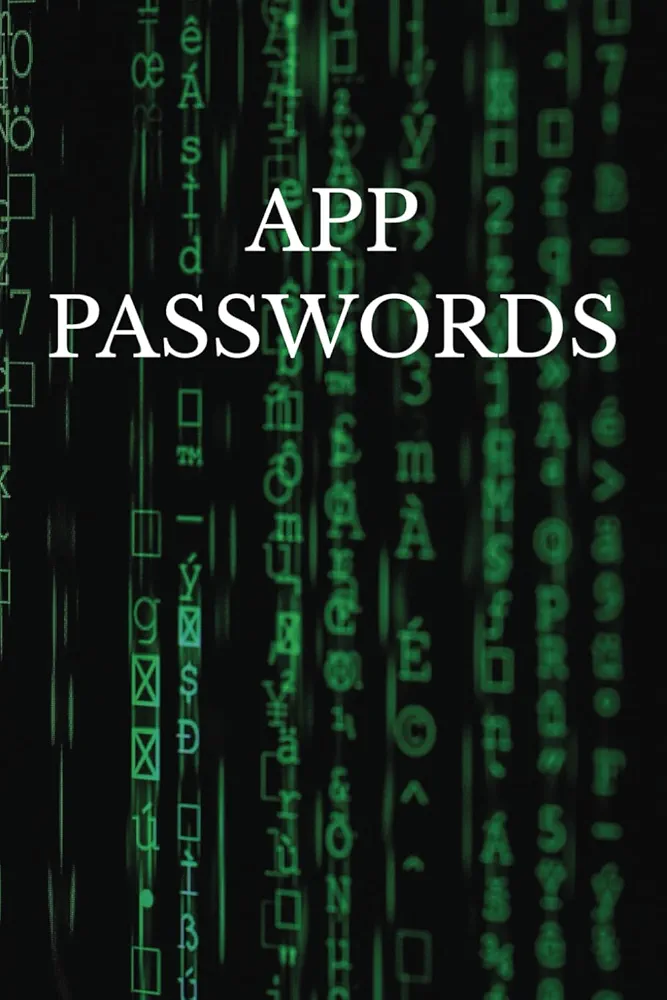 App Passwords: Secure Password Organizer with 120 Numbered Pages, Alphabetical Index Page, and Glossy Cover