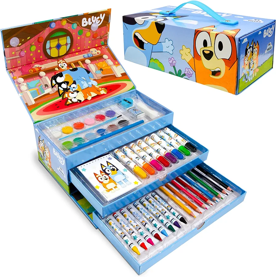 Bluey Kids Art Set 40 Plus Pieces Kids Colouring Sets Paints Colouring Pencils Crayons Art Supplies Gifts for Kids