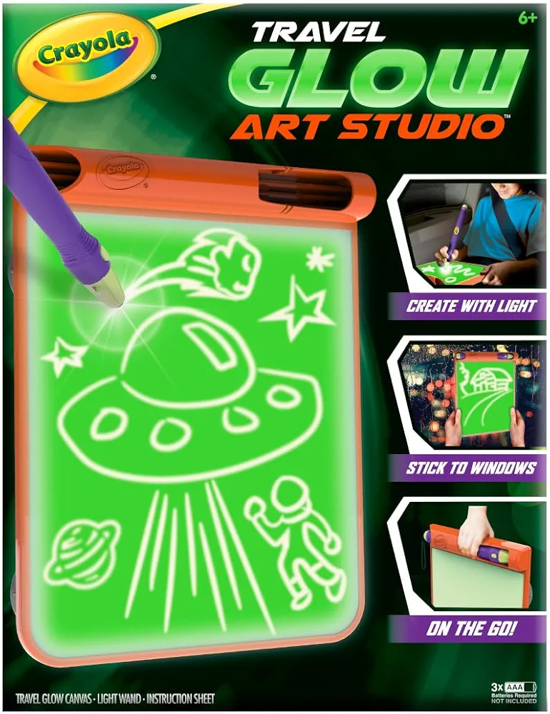 Crayola Travel Glow Art Studio, Glow in The Dark Toys, Kids Gifts for Girls and Boys, Ages 6, 7, 8, 9