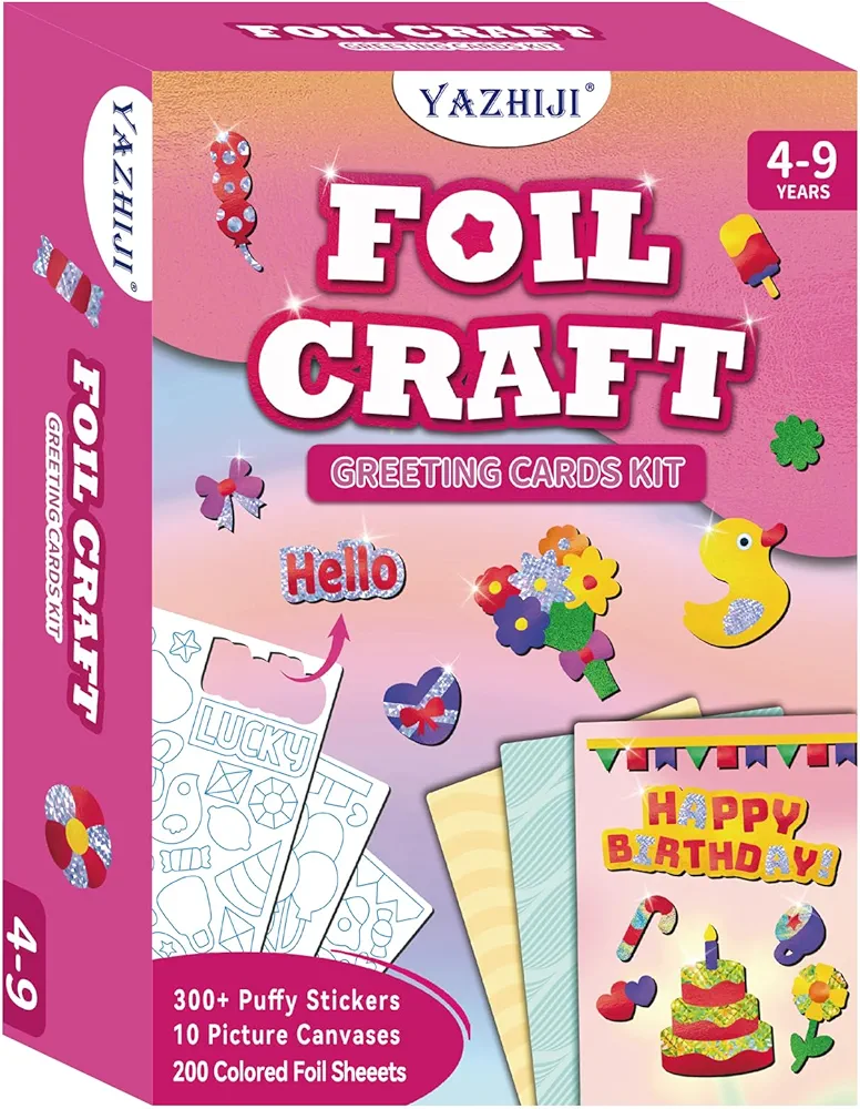 Foil Art Craft Kits for Kids , Fun Card Making Set -free Magical Activity for Child DIY Printing Craft Kit, Gifts for Ages 4 5 6 7 8 9 10 11 12 Years old, Art Supplier Travel Toys for Boys Girls