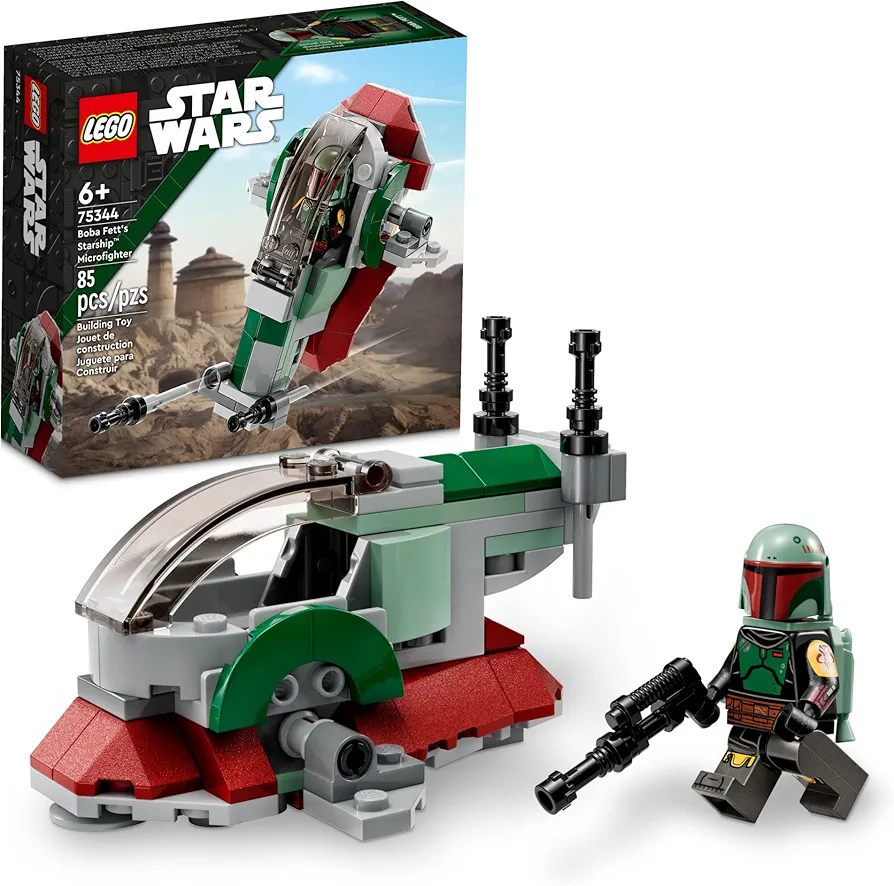 LEGO Star Wars Boba Fett's Starship Microfighter 75344, Building Toy Vehicle with Adjustable Wings and Flick Shooters, The Mandalorian Set for Kids