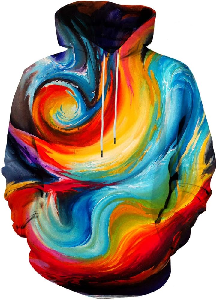 Asylvain Unisex Graphic Hoodies 3D Cool Design Print Colorful Hooded Sweatshirt for Men and Women