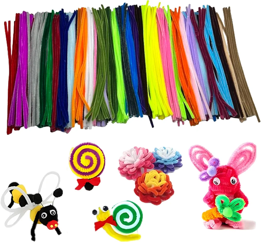 300 PCS Pipe Cleaner Craft Supplies, Multi-Color Chenille Stem Craft Supplies for Arts and Crafts Project Ideas DIY Decor (12 in. x 6 mm)