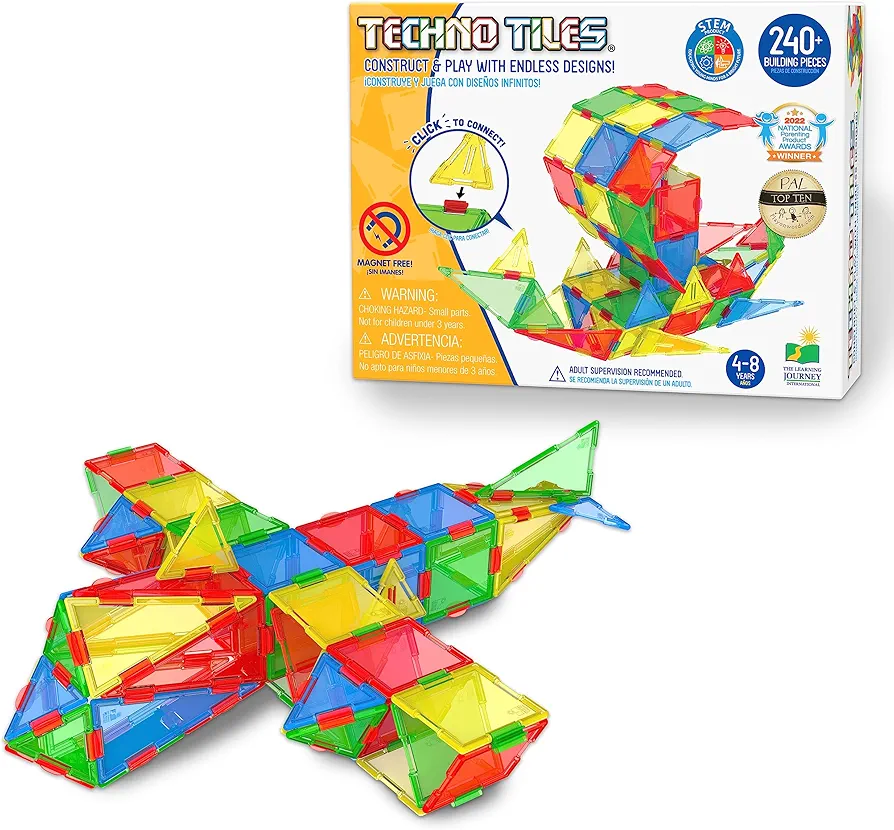 The Learning Journey: Techno Tiles BASE Set Orignal Educational STEM Preschool Stacking Toy Construction Building Blocks 240+ Pieces Toys & Gifts for Boys & Girls Ages 4,5,6,7,8 Years and Up