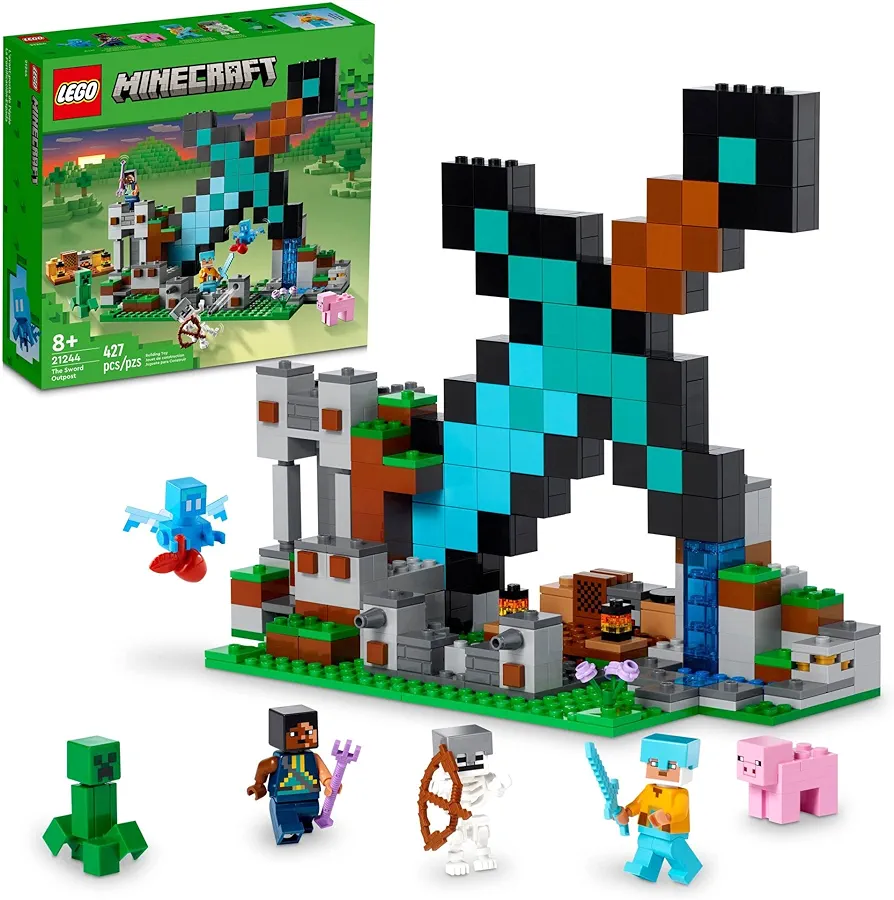 LEGO Minecraft The Sword Outpost 21244 Building Toys - Featuring Creeper, Warrior, Pig, and Skeleton Figures, Game Inspired Toy for Fun Adventures and Play, Gift for Kids, Boys, and Girls Ages 8+