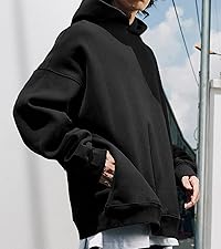 Hatant Mens Hoodie with Side Pockets Heavyweight Plush Fleece Pullover Hoodie for Men Cotton Winter