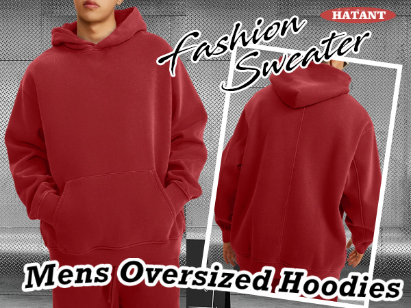 Hatant Mens Plush Hoodies Pullover Unisex Active Sweatshirt Oversized Sweatshirt Vintage Hoodies