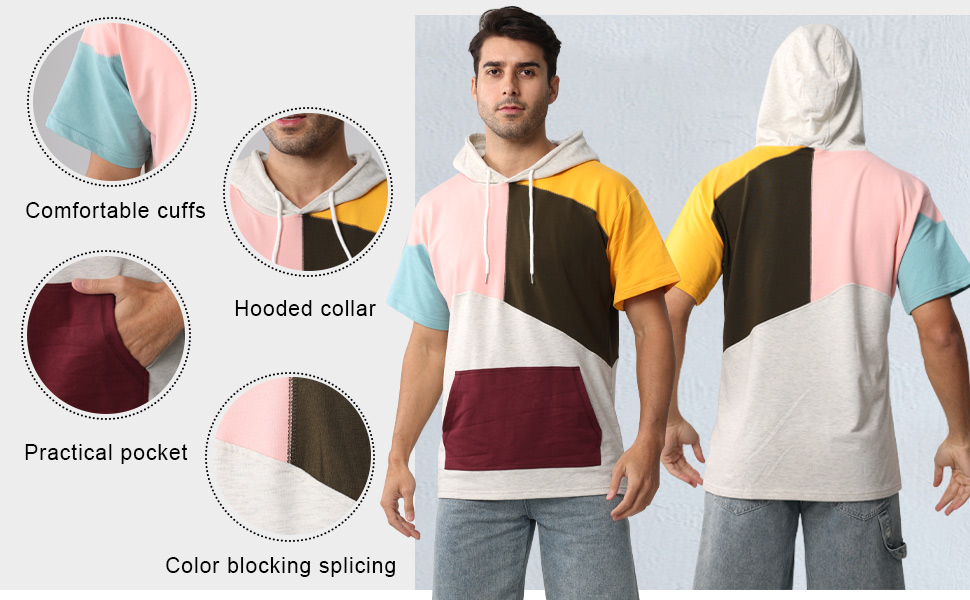 Mens T-Shirt Short Sleeve Hoodie