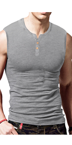 Sleeveless Henley T Shirt