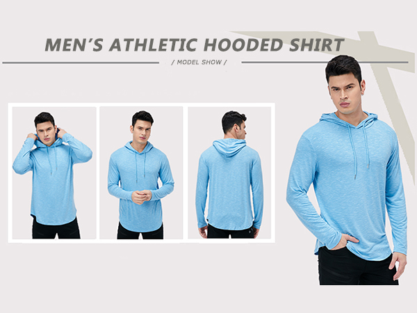 mens hooded t shirt/mens long sleeve hooded shirt/athletic sweatshirts for men