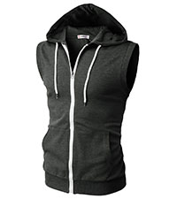 Men&#39;s Sleeve-less Zip-up Hoodie