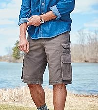 Boulder Creek by Kingsize Men''s Big & Tall 12" Side-Elastic Stacked Cargo Pocket Shorts