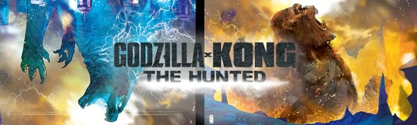 Godzilla and Kong, with Godzilla x Kong The Hunted logo in the foreground