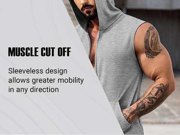 sleeveless hooded workout shirts for men