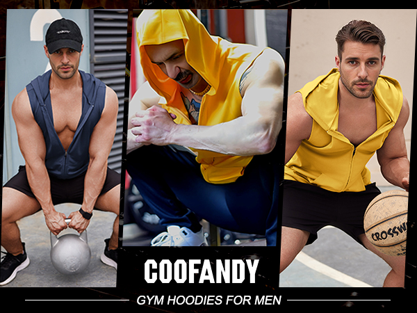 sleeveless zip hoodies for men