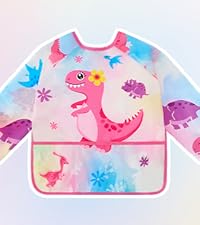 Dinosaur Art Smock- Girls Toddler Smocks for Kids Waterproof Apron Long Sleeve Kids'' Artist Smocks