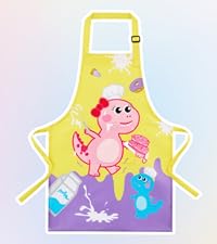 Cute Dinosaur Toddler Aprons - Kids Aprons for Girls Toddler Paint Art Smock Waterproof Cooking