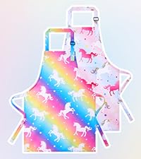 Cute unicornToddler Aprons - Kids Aprons for Girls Toddler Paint Art Smock Waterproof Cooking