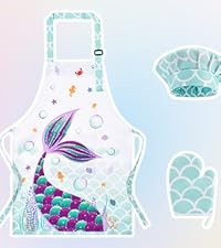 mermaid Toddler Aprons - Kids Aprons for Girls Toddler Paint Art Smock Waterproof Cooking